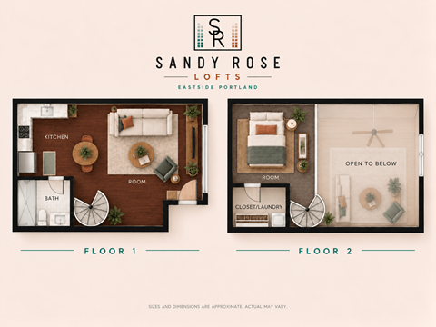 Floor plan for 1 bed, 1 bath, 777 sqft